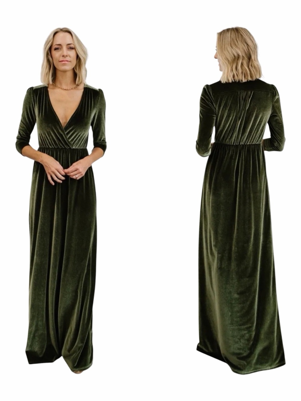 Baltic Born Olive Green Velvet Sofia Maxi Dress. Size XL.